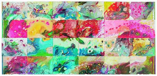 for the love of fire and water, �l auf leinwand, 200x420 cm, 2004  (Foto: Sascha Ritter)