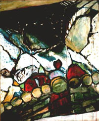 under the skin, 220 x 180 cm<br>acryl auf leinwand